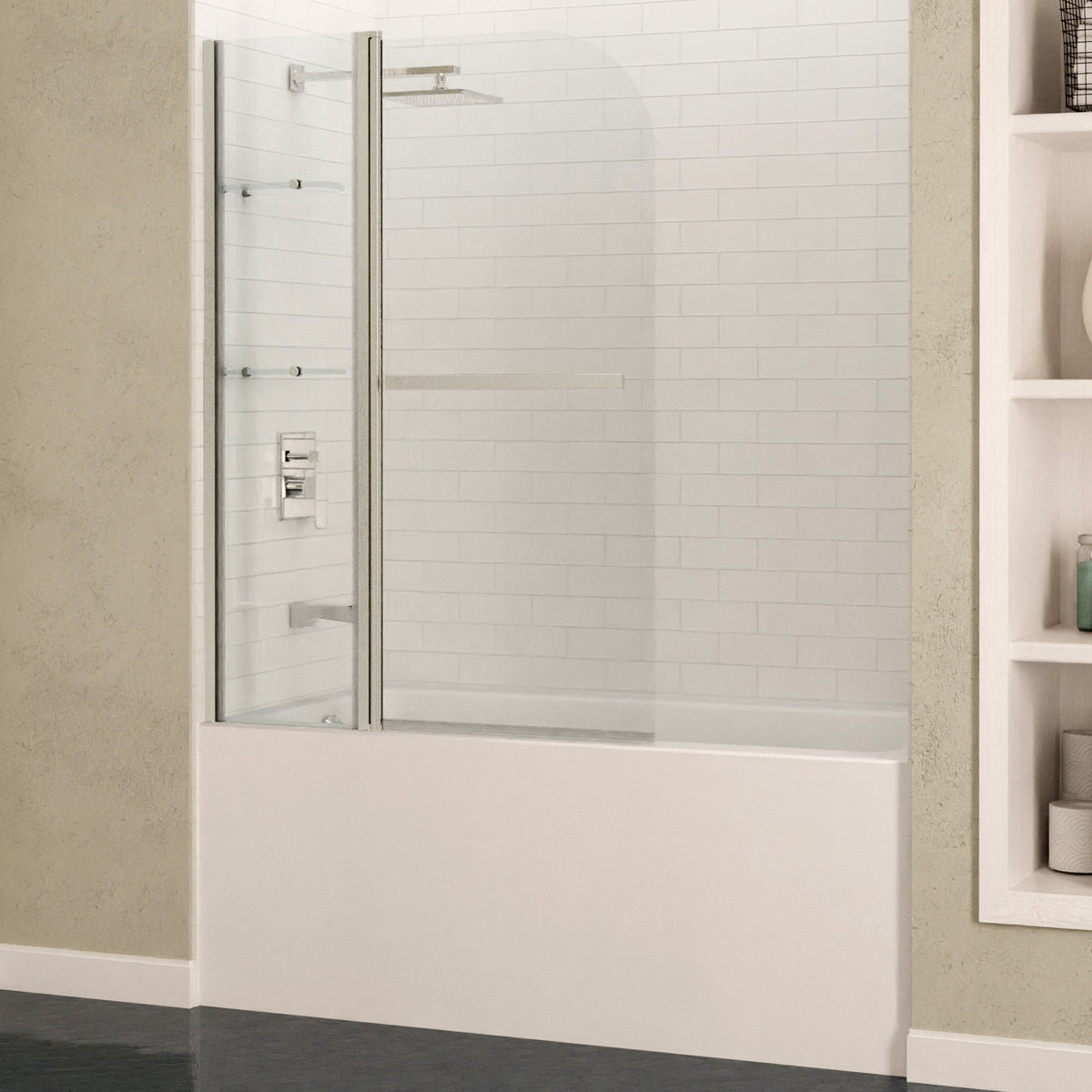48 x 58 Tub Shower Door, Galleon Frameless TSUNAMI GUARD