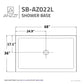 48 x 36 Shower Base, Pan Only, ANZZI Port Corner Durable