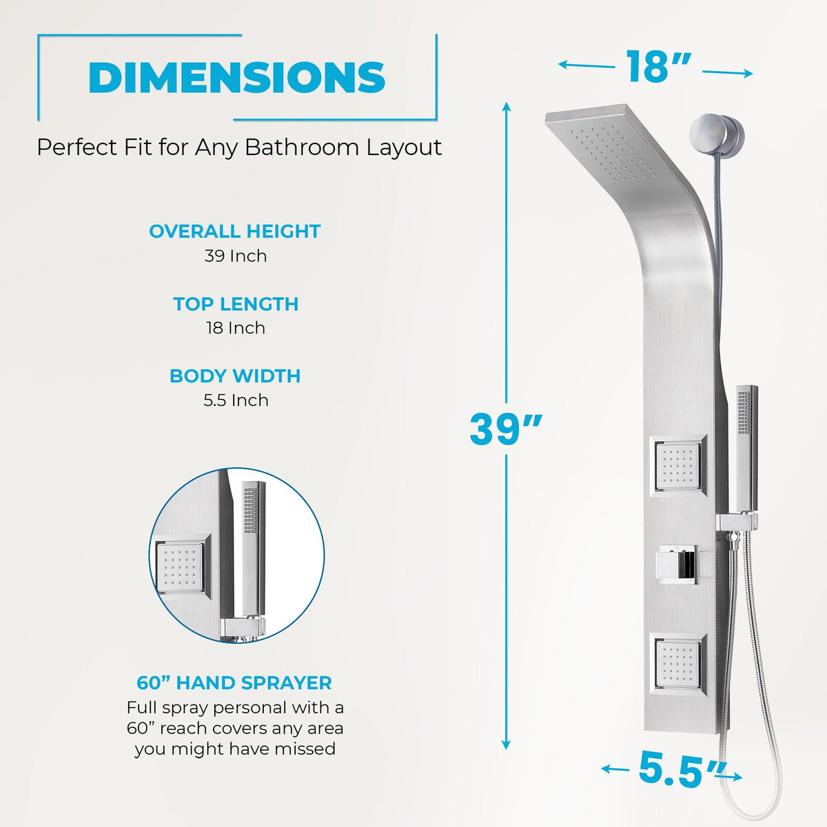 Shower Panel, Aura Jetted Full Body