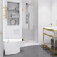 24 x 70 Frameless Shower Door, Fellow Hinged Clear/Frosted Tempered Tsunami Guard