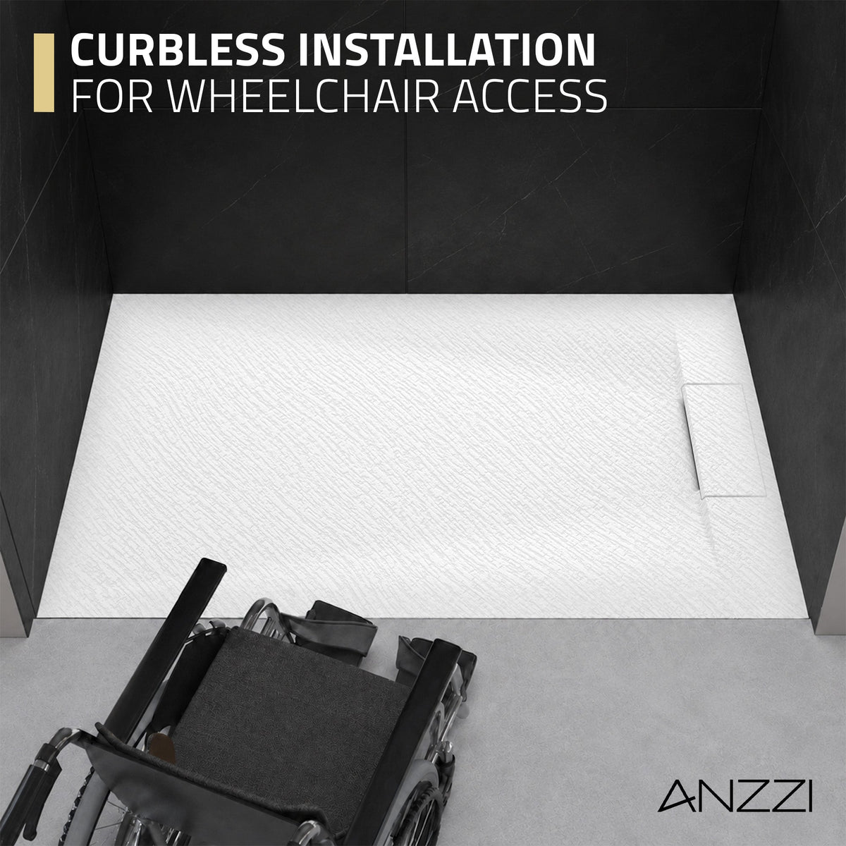 59 x 35 Shower Base, Pan Only, Barrier Free Curbless White