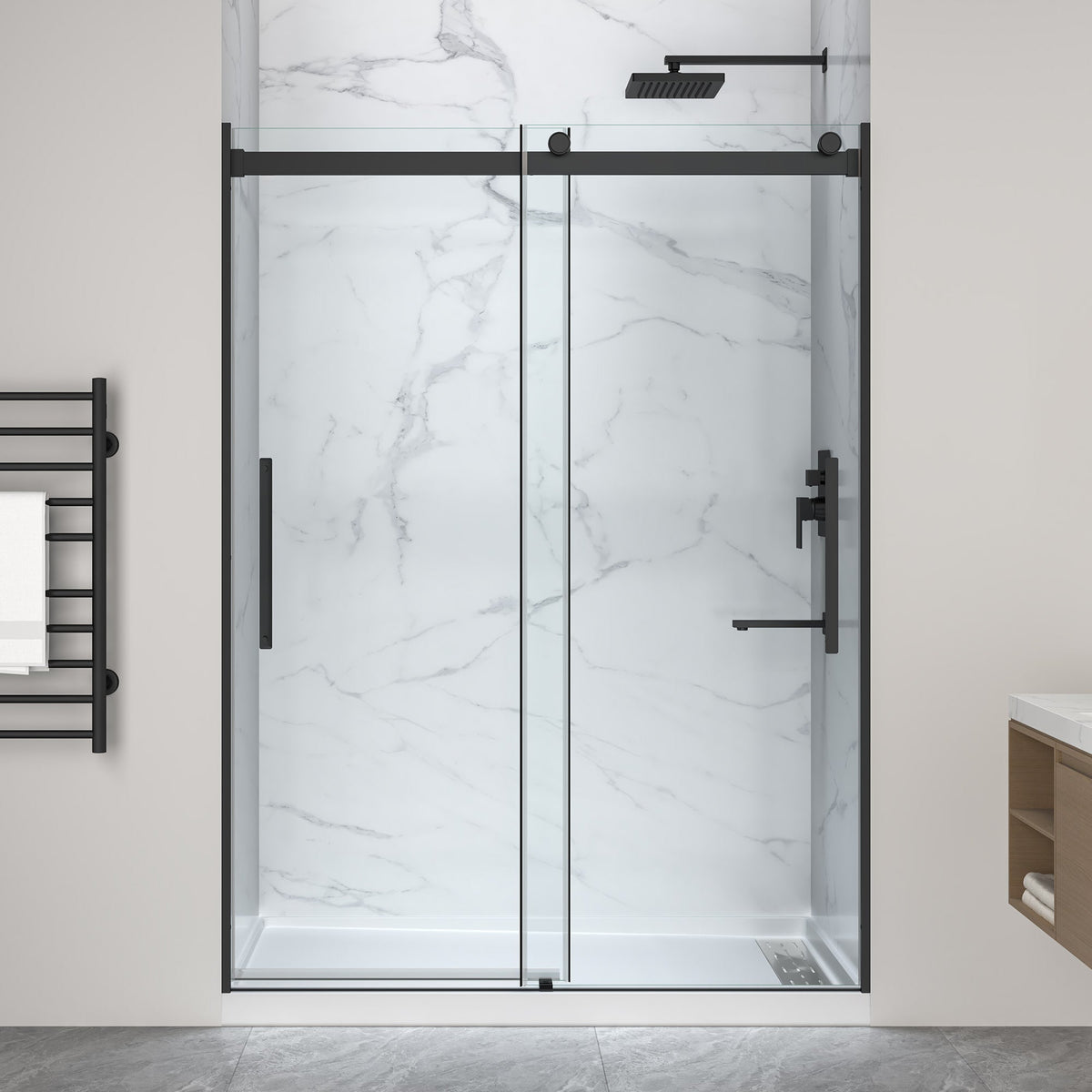 76 x 57 Framed Shower Door, Pan Only, Stellar Sliding Frameless x