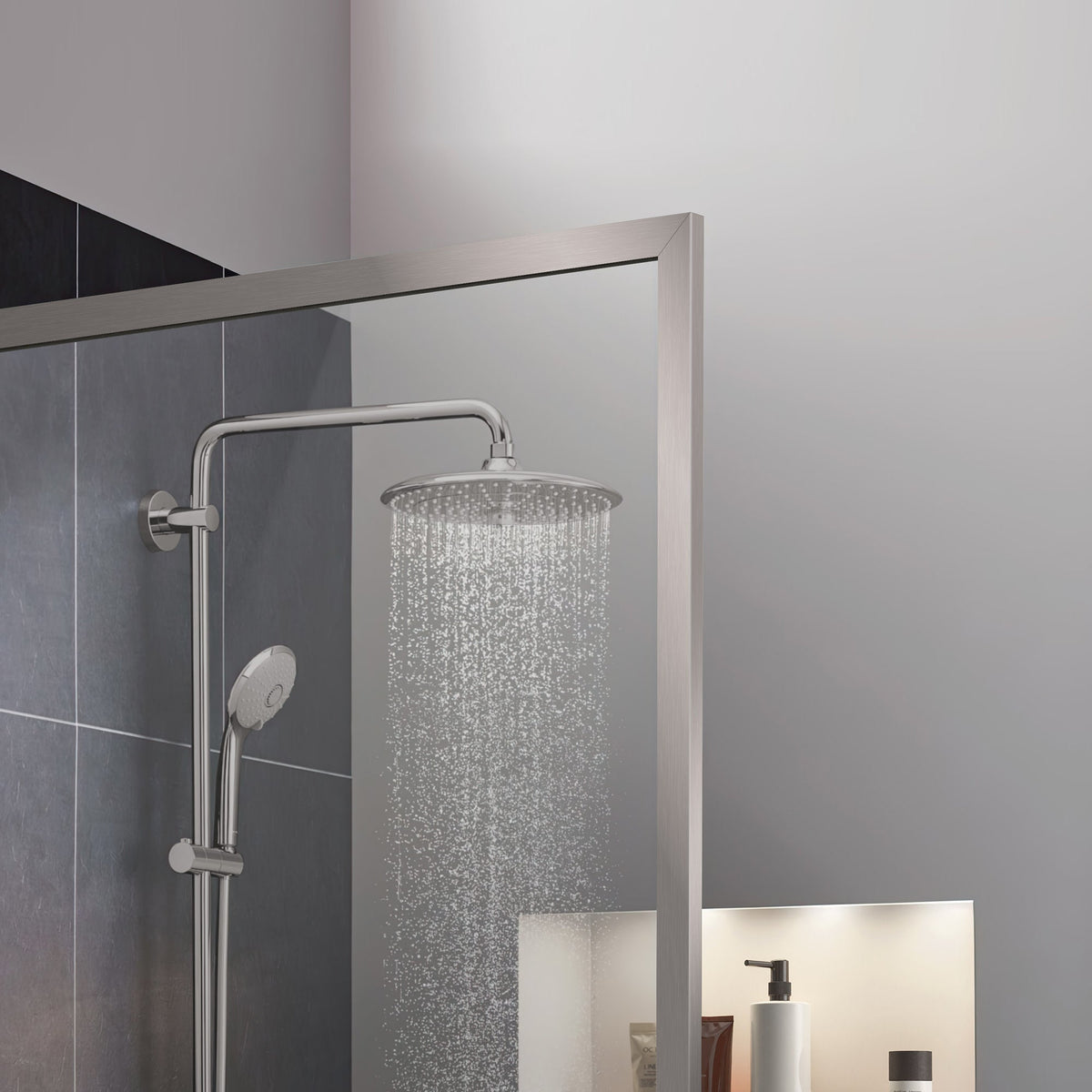 Welle 34 in. x 74 in. Framed Fixed Shower Screen Door with 5/16" (8mm) Tempered Fluted or Clear Glass