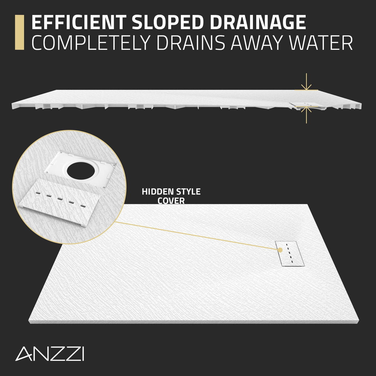 59 x 35 Shower Base, Pan Only, Barrier Free Curbless White and Slip-Resistant