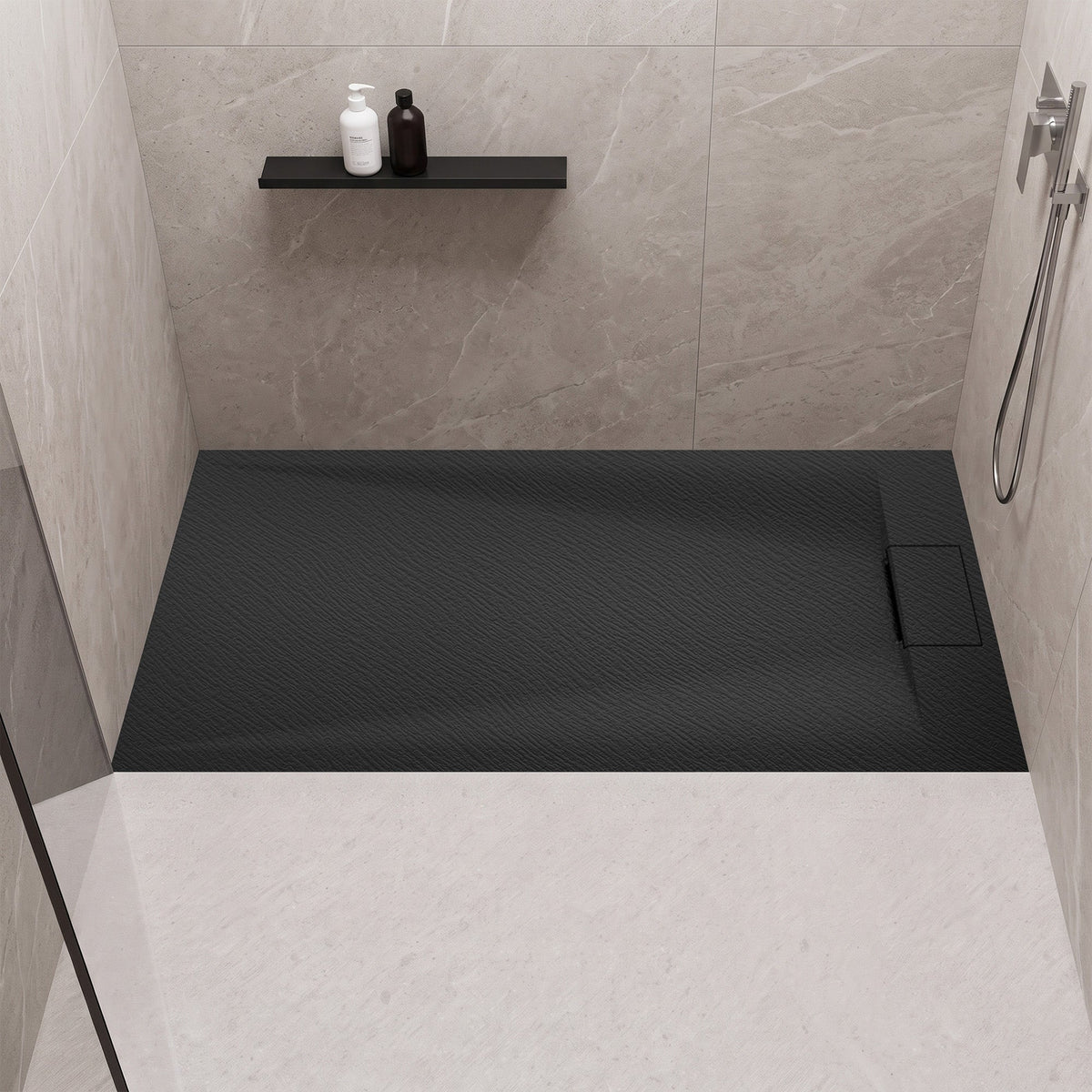 59 x 35 Shower Base, Pan Only, Barrier Free Curbless Black