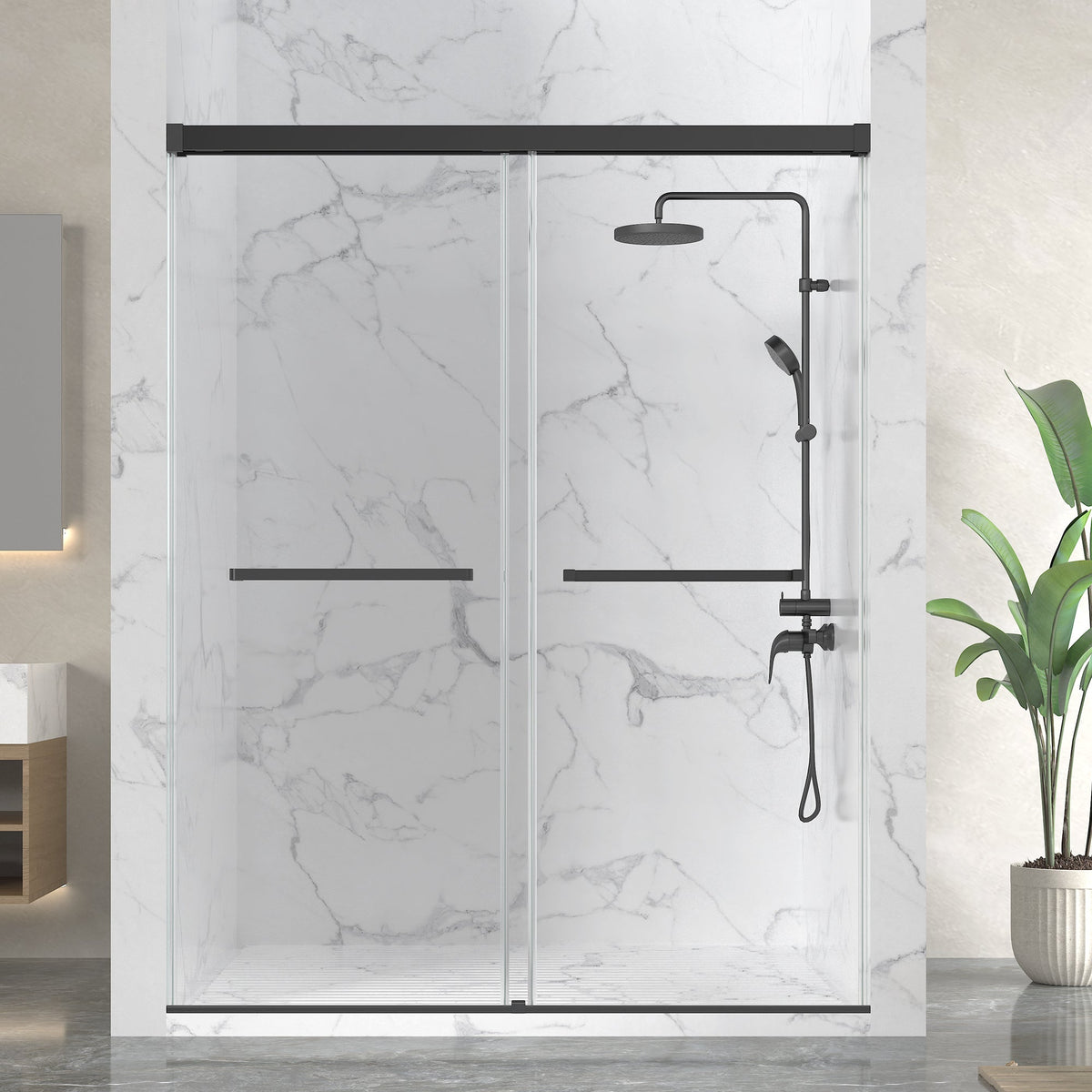 Ward Series 44 to 48 in. x 76 in. Frameless Sliding Shower Door with 3/8" (10mm) Tempered Clear Glass