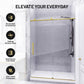 Mountain 48 in. W x 76 in. H Reversible Frameless Sliding Glass Shower Door with Soft-Close System - Multiple Finishes