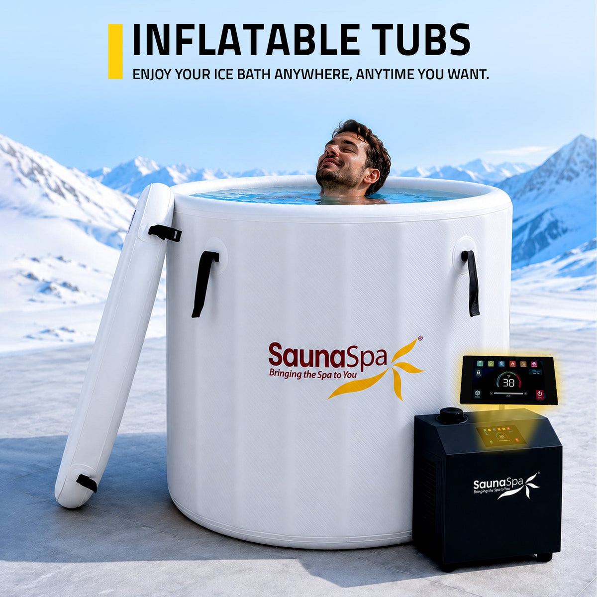 Cold Plunge Tub, Arctic Fox Person Inflatable Kit Gray
