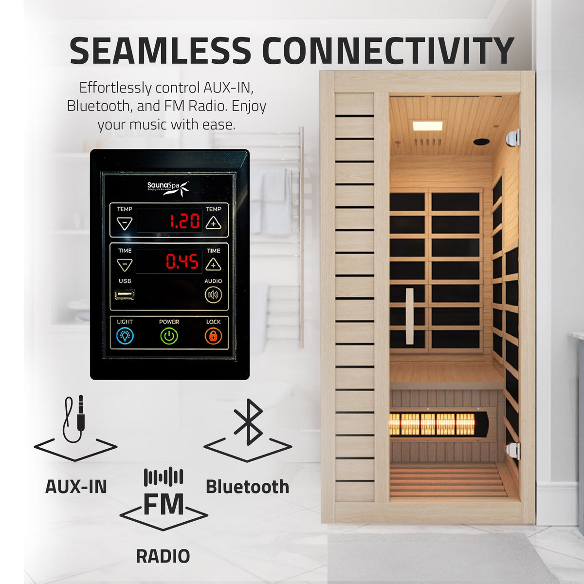 Infrared Sauna, Lucia Person Indoor Hemlock