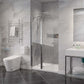 Romance Series 34 in. x 72 in. H Hinged Frameless Shower Door with Tsunami Guard Tempered Glass