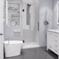 Fellow Series 24 in. x 70 in. Frameless Hinged Shower Door with Clear/Frosted Tempered Glass and Tsunami Guard