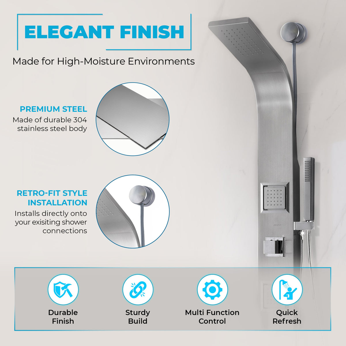 Shower Panel, Aura Jetted Full Body
