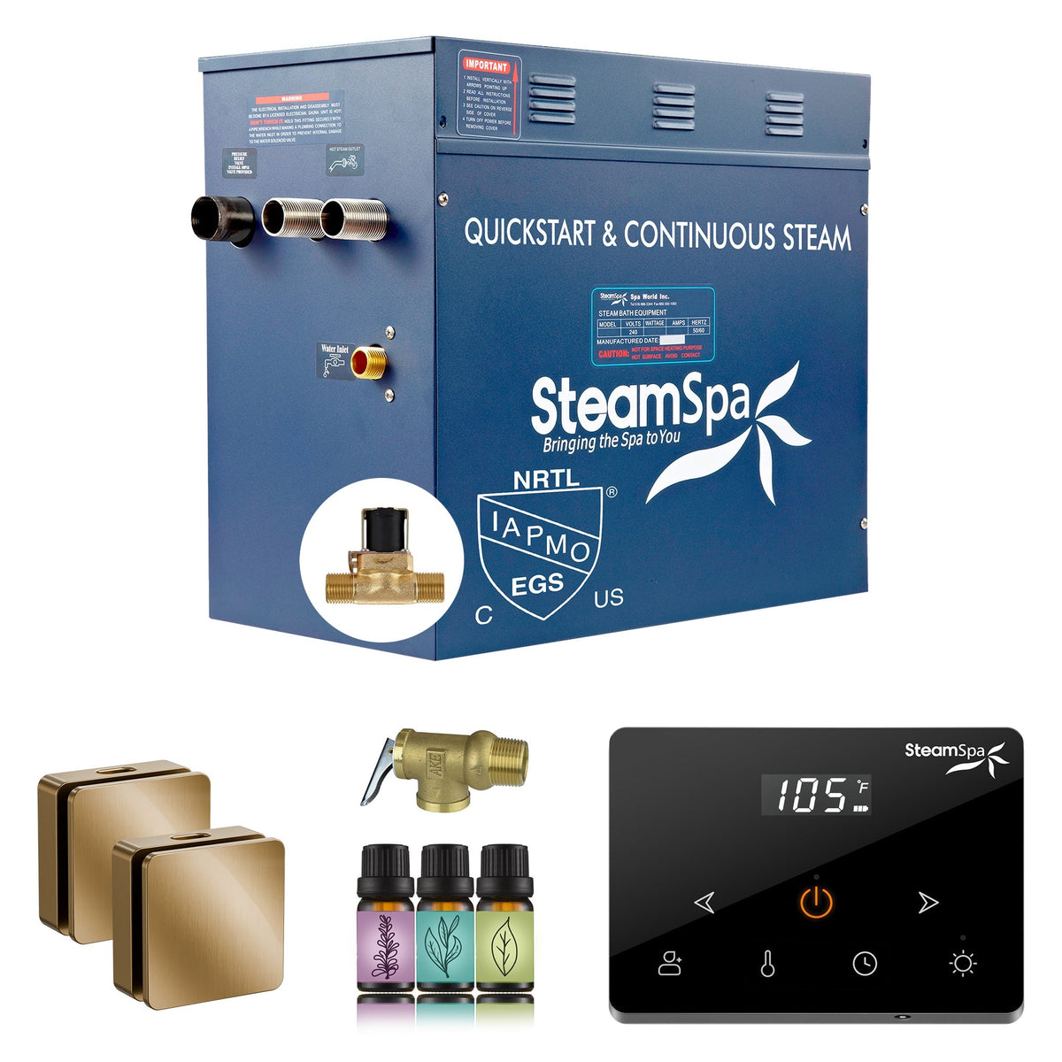Steam Shower Generator, Full Package, Oasis Wireless New Square
