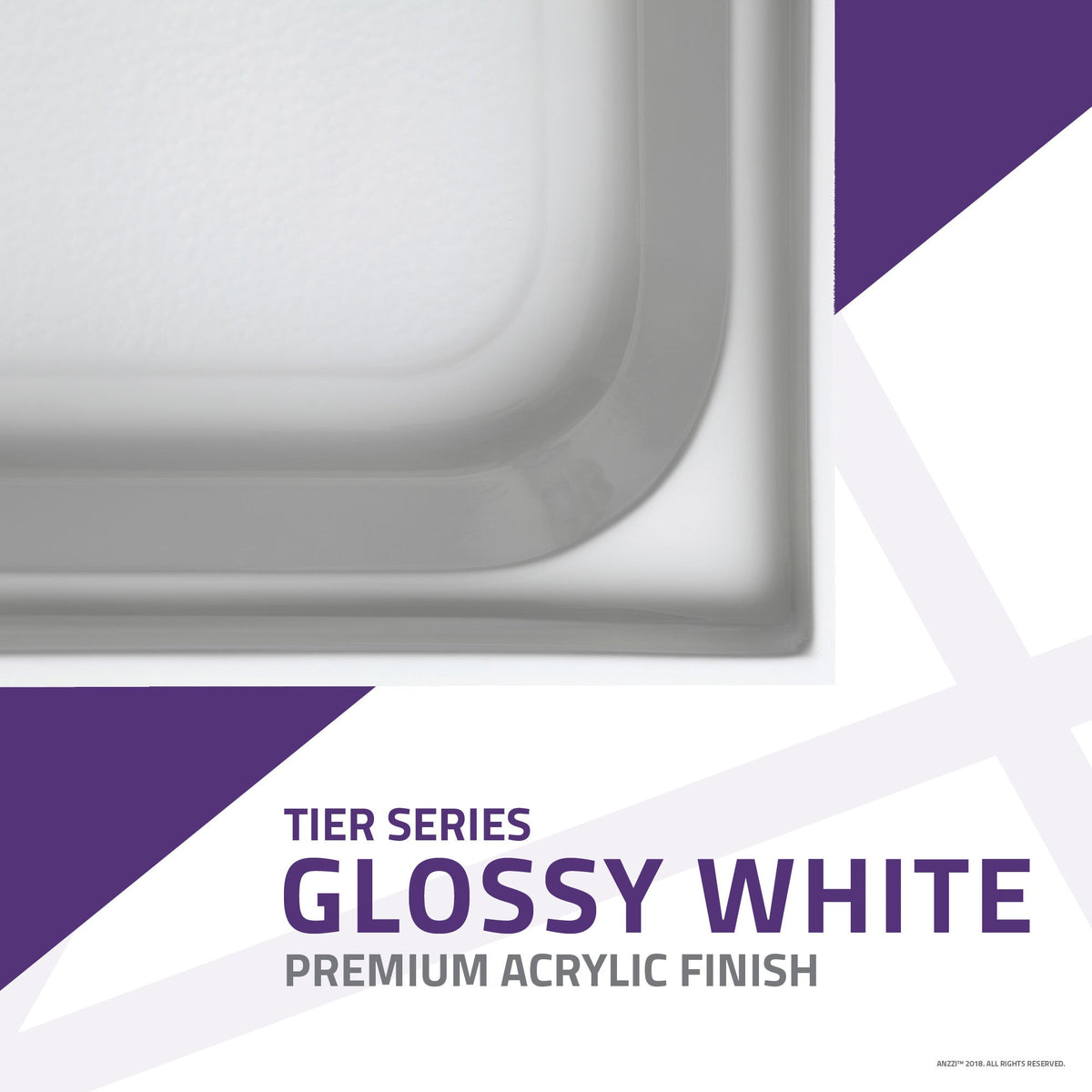 ANZZI Tier 60" x 32" Single Threshold Shower Pan, Durable Marine Grade Acrylic, cUPC Certified, 3-Wall Alcove Installati