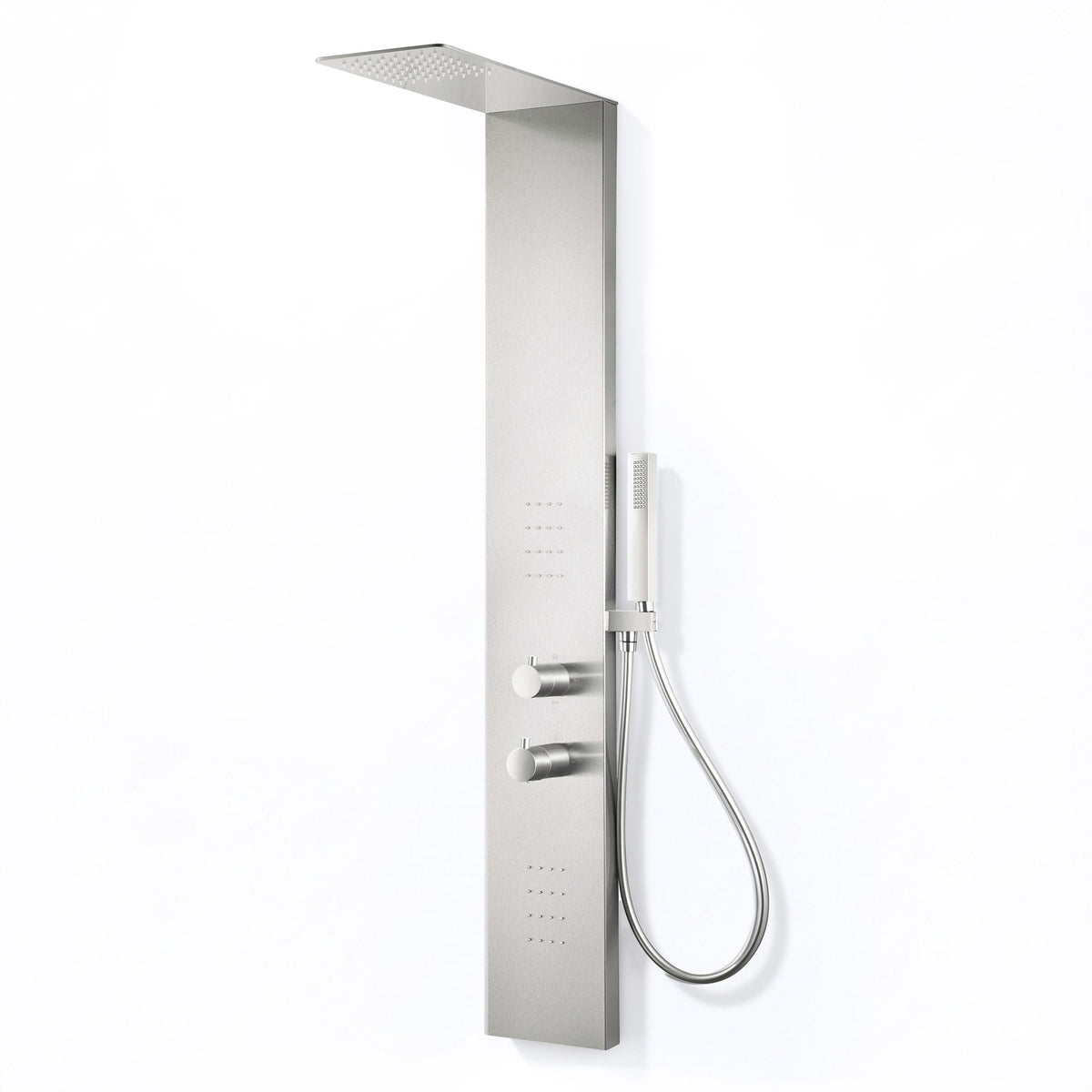 Collines Series 55 in. 2-Jetted Shower Tower with Heavy Rain Shower and Jets and Spray Wand