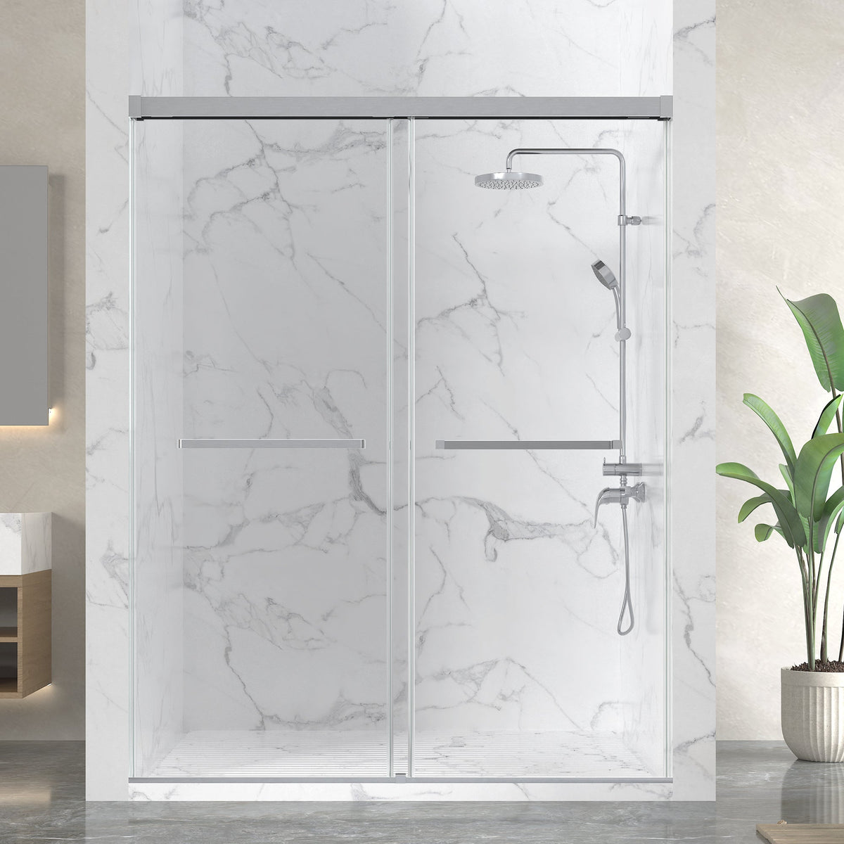 Ward Series 44 to 48 in. x 76 in. Frameless Sliding Shower Door with 3/8" (10mm) Tempered Clear Glass