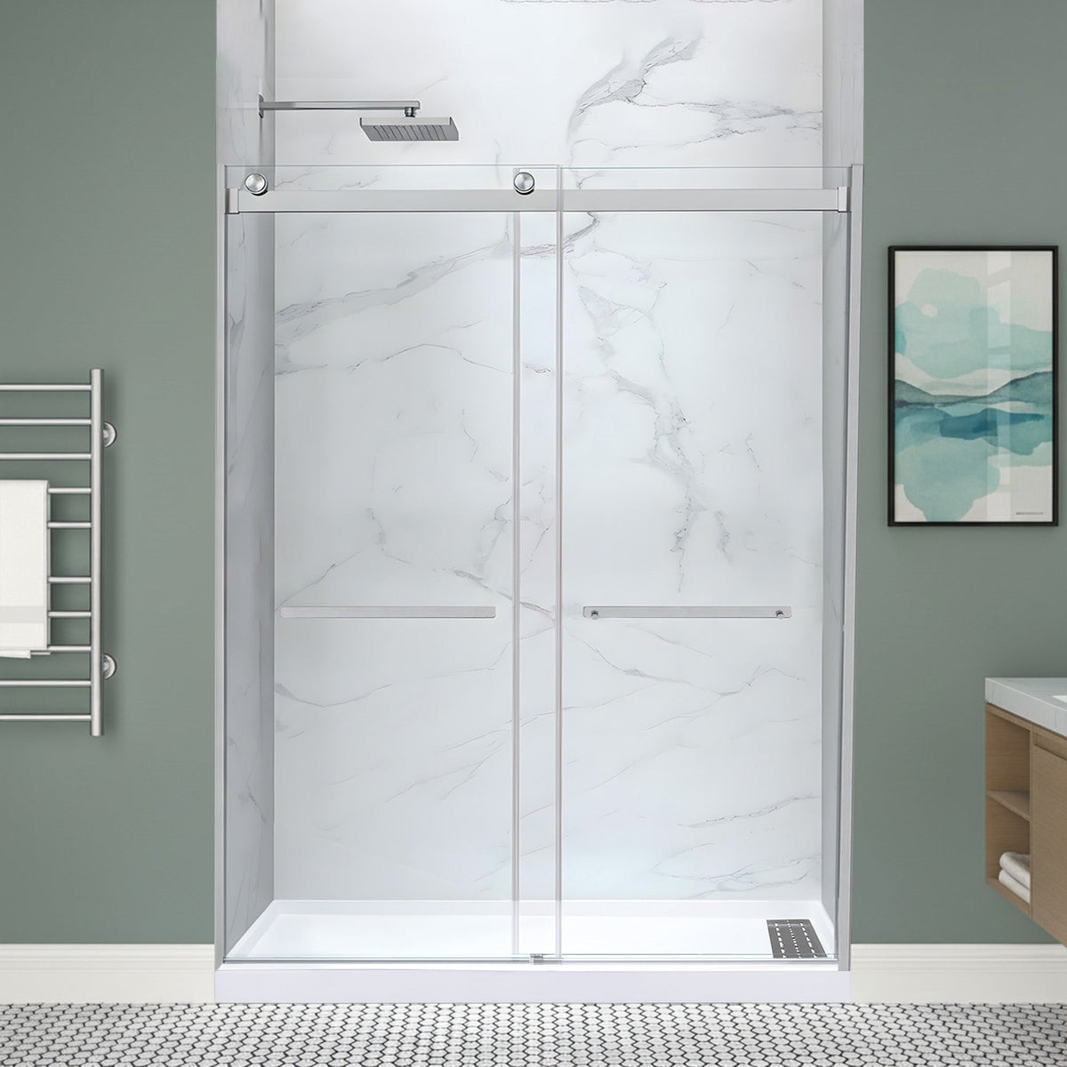 60 x 36 Frameless Shower Door, Pan Only, Kahn Extra Deep ANR
