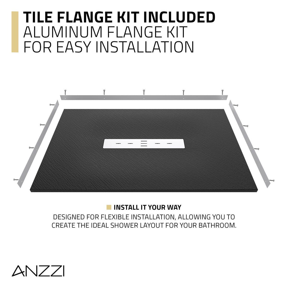 59 x 35 Shower Base, Center Drain, Pan Only ADA Compliant