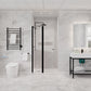 Romance Series 34 in. x 72 in. H Hinged Frameless Shower Door with Tsunami Guard Tempered Glass