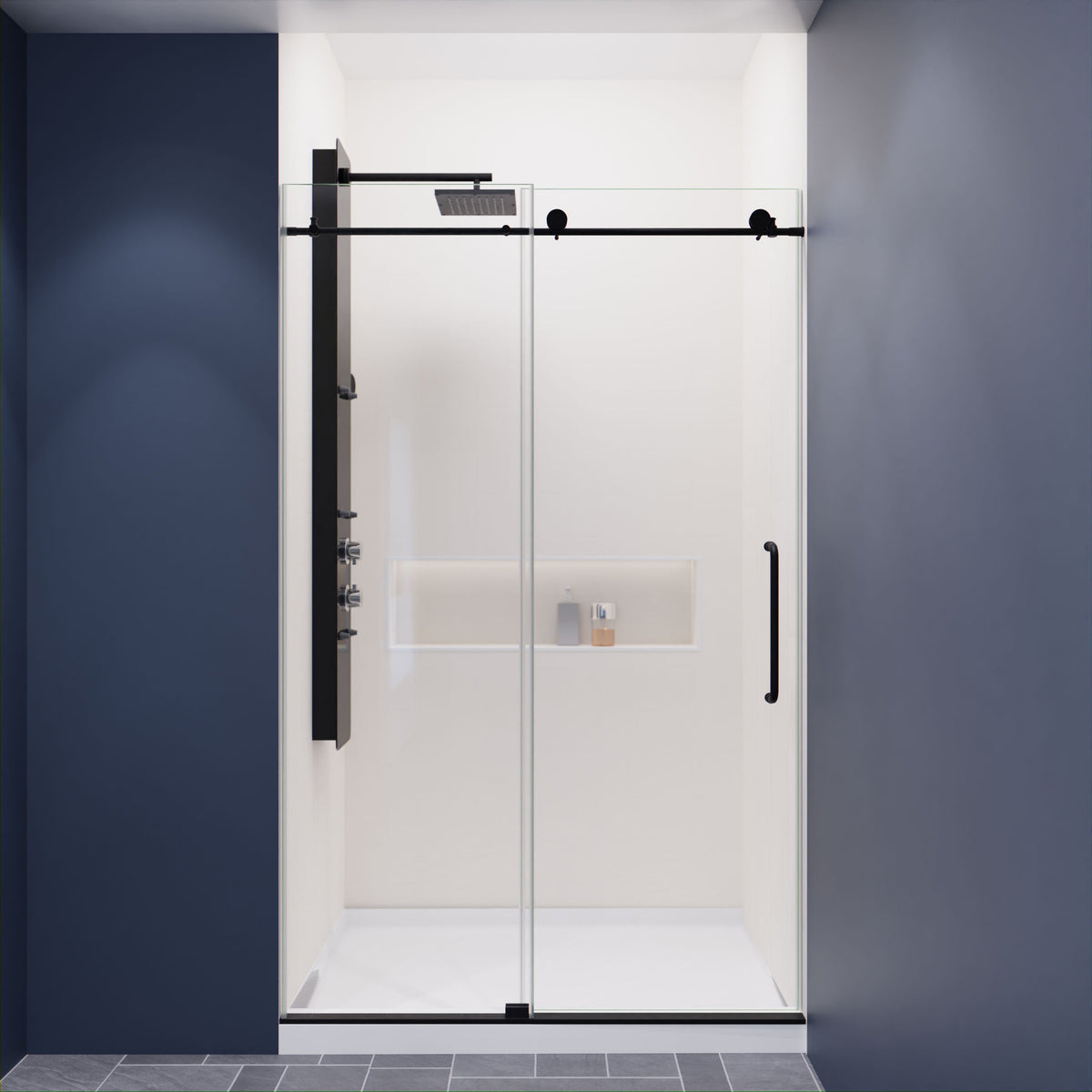 Madam Series 44 to 48 in. x 76 in. Sliding Frameless Shower Door with Tsunami Guard Tempered Glass