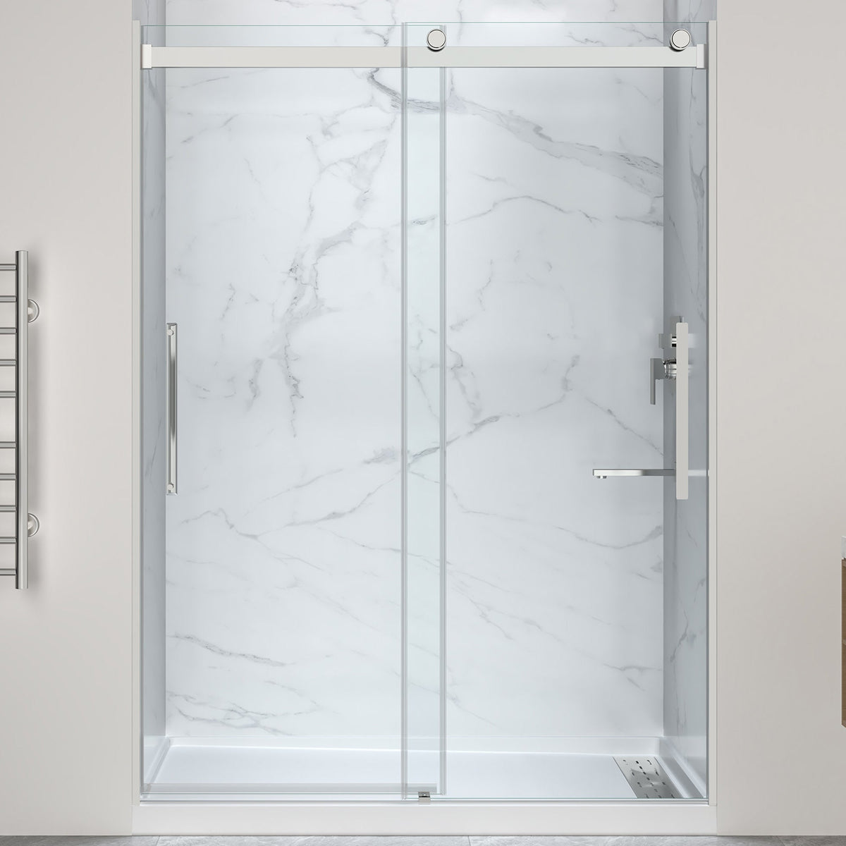 76 x 57 Framed Shower Door, Pan Only, Stellar Sliding Frameless x