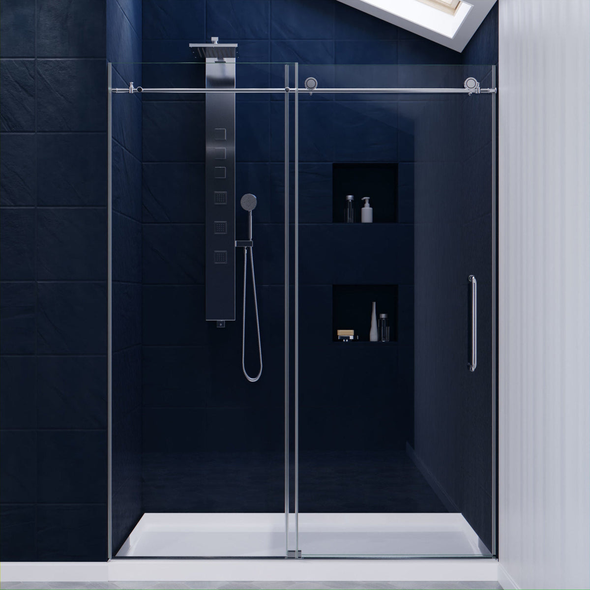 60 x 76 Frameless Shower Door, Madam Sliding Clear or Tsunami Guard