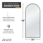 34 x 78 Framed Shower Door, Ember Arch Fixed Screen Fluted Glass