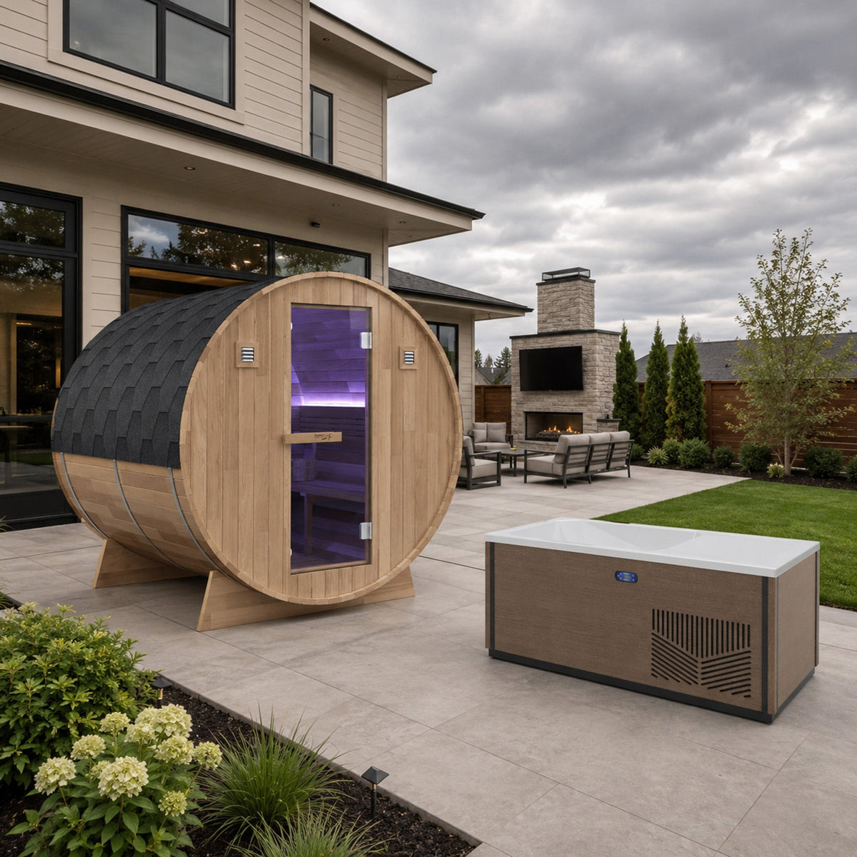 Outdoor Sauna, 4 Person Electric Rock