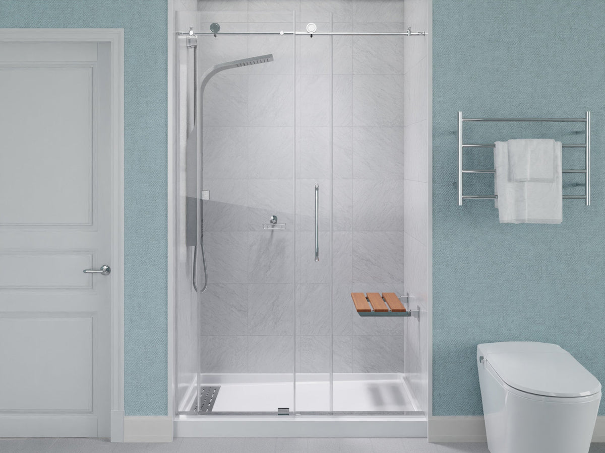 18.7 x 12.6 Shower Seat, ANZZI Bohemian Folding Teak Wall Mount