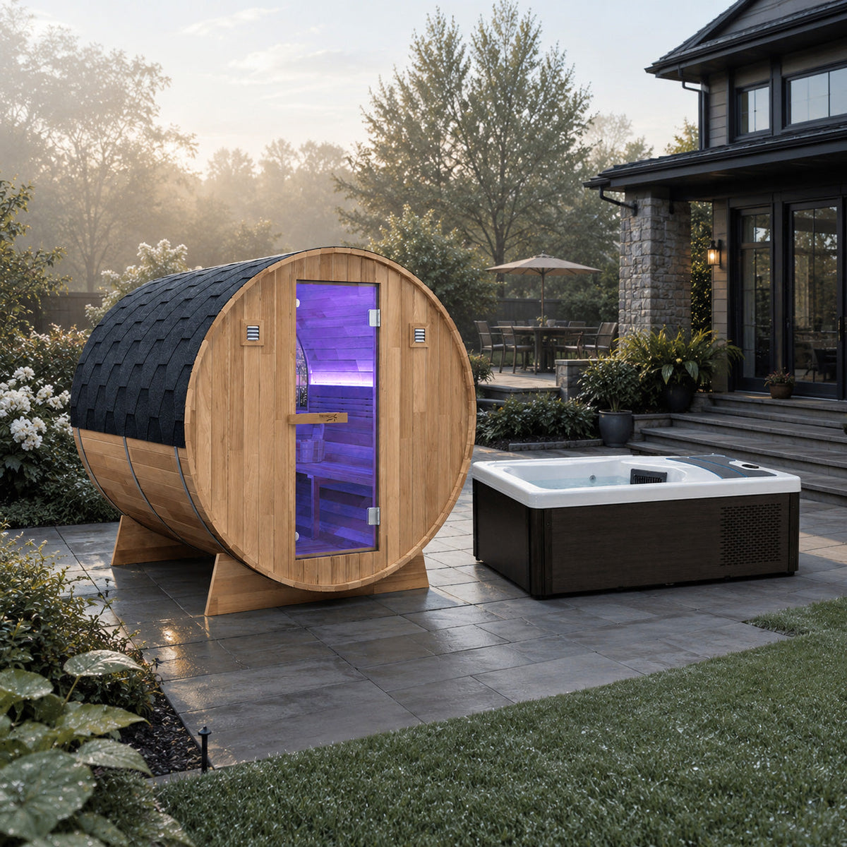 Outdoor Sauna, 4 Person Electric Rock 2