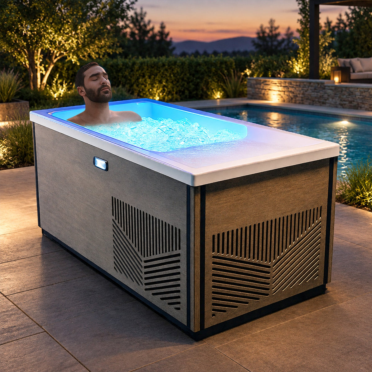 Cold Plunge Tub, Iroquois Person Mono Jet Heater Chestnut