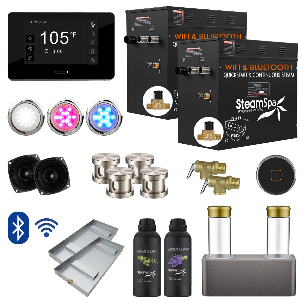 Steam Shower Generator, Full Package, Black Deluxe Series