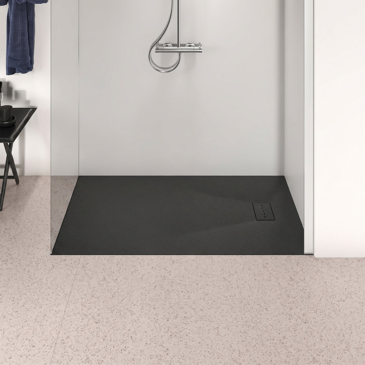 59 x 35 Shower Base, Pan Only, Barrier Free Curbless Black and Slip-Resistant