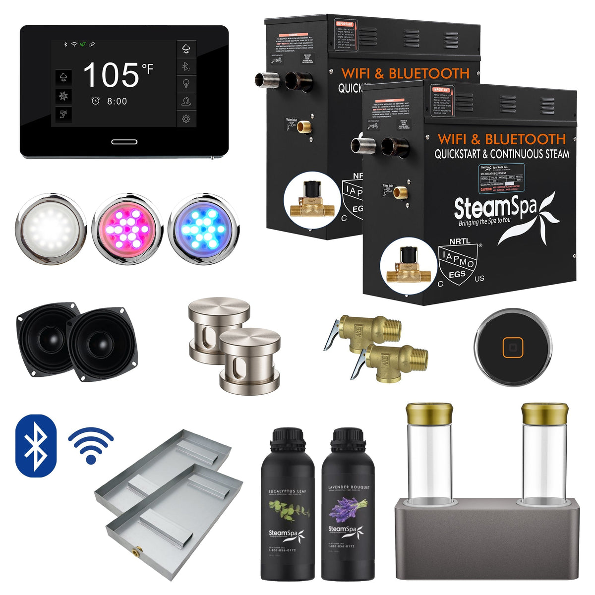 Steam Shower Generator, Full Package, Black Deluxe Series
