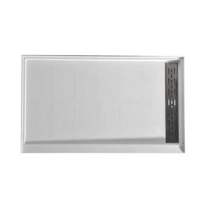 Alexander 60 in. L x 36 in. W Alcove Shower Pan Base with Left or Right Drain in Glossy White Marine Acrylic