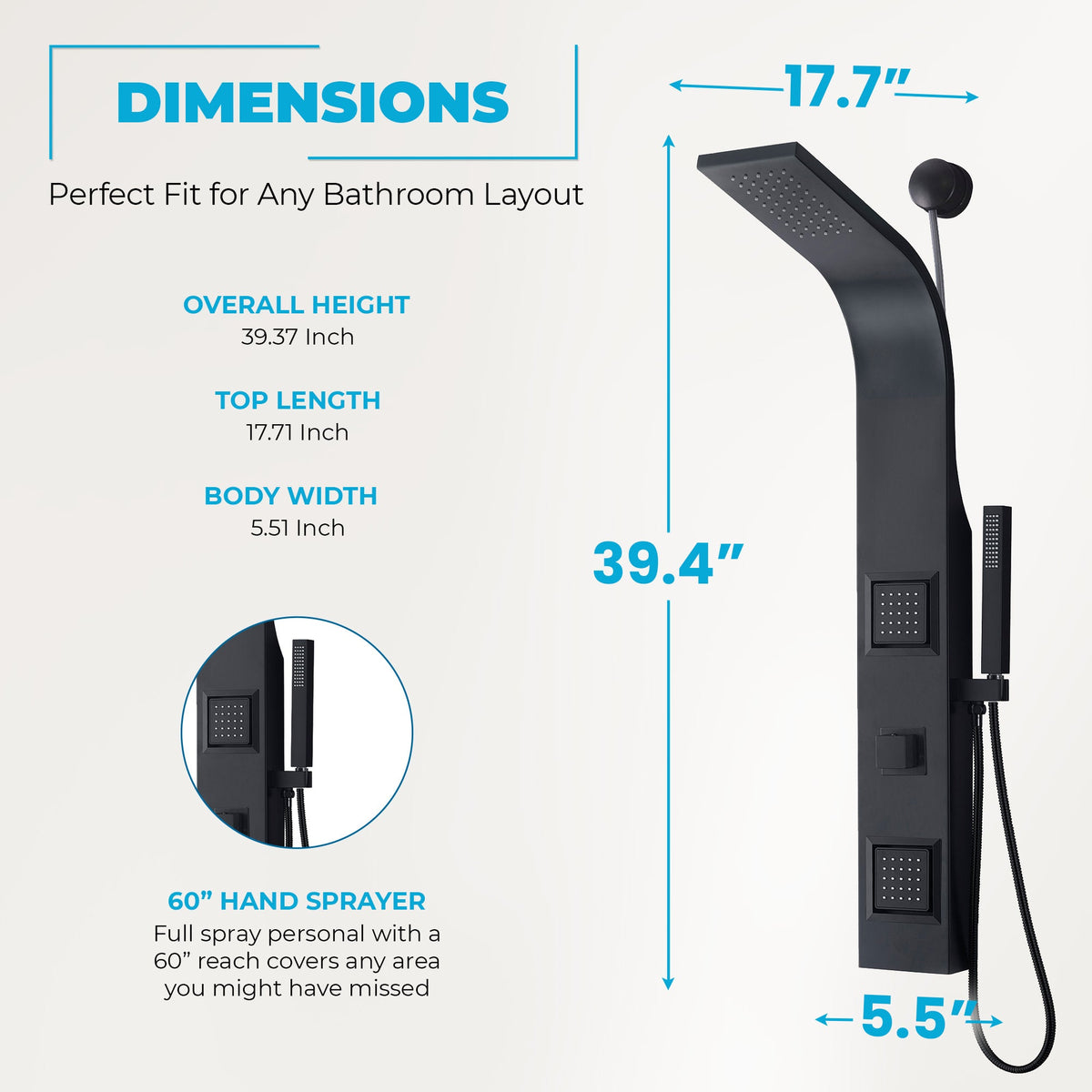 Shower Panel, Aura Jetted Full Body
