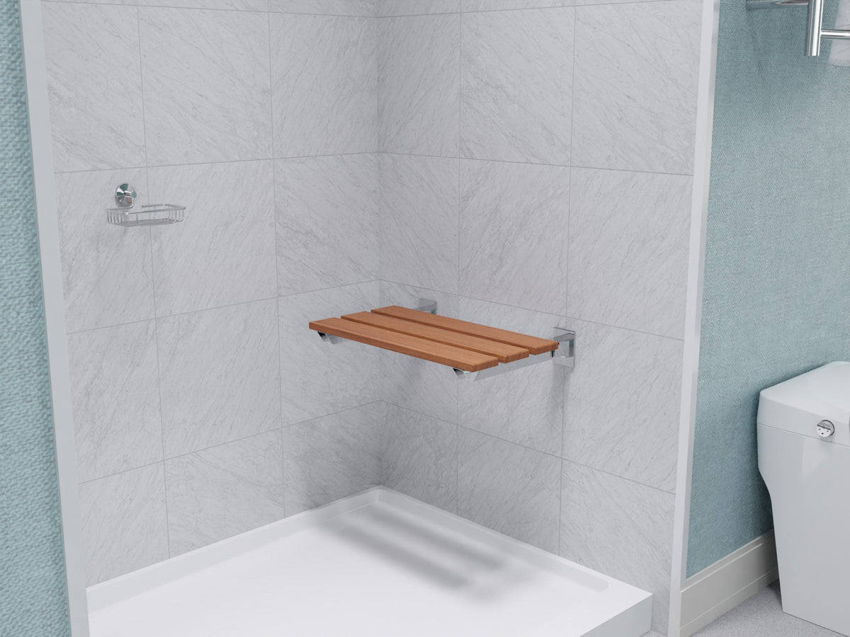 18.7 x 12.6 Shower Seat, ANZZI Bohemian Folding Teak