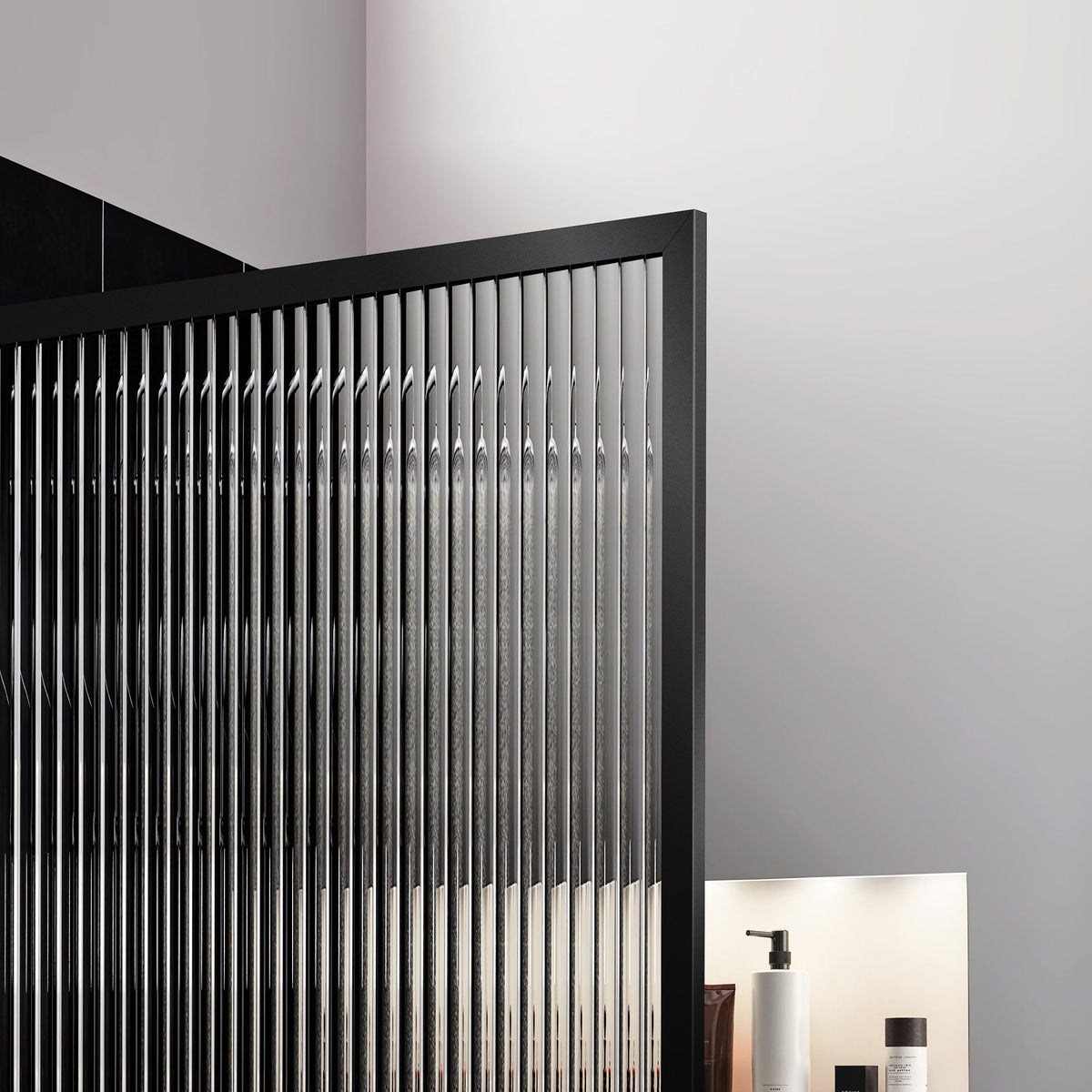 Welle 34 in. x 74 in. Framed Fixed Shower Screen Door with 5/16" (8mm) Tempered Fluted or Clear Glass