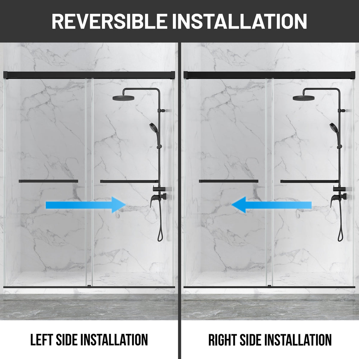 Ward Series 56 to 60 in. x 76 in. Frameless Sliding Shower Door with 3/8" (10mm) Tempered Clear Glass