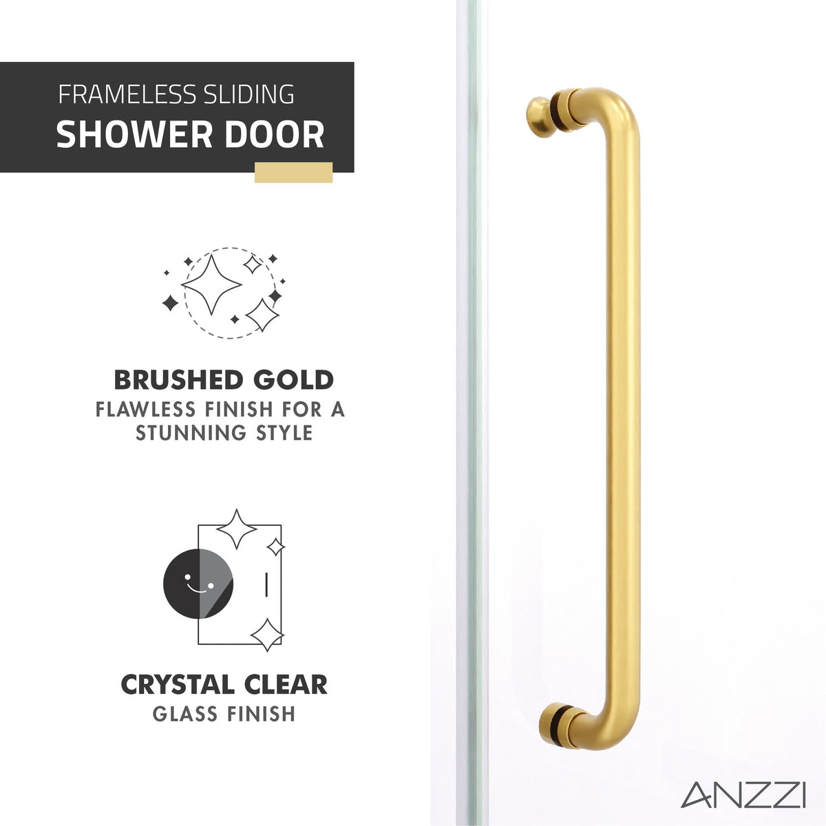 Madam Series 56 to 60 in. x 76 in. Frameless Sliding Shower Door with Clear or Tinted Tempered Glass and Tsunami Guard