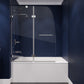 48 x 58 Tub Shower Door, Herald Frameless Hinged Clear Tsunami Guard