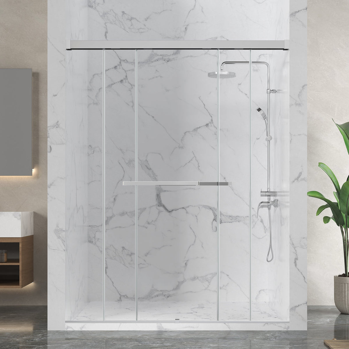 Ward Series 44 to 48 in. x 76 in. Frameless Sliding Shower Door with 3/8" (10mm) Tempered Clear Glass