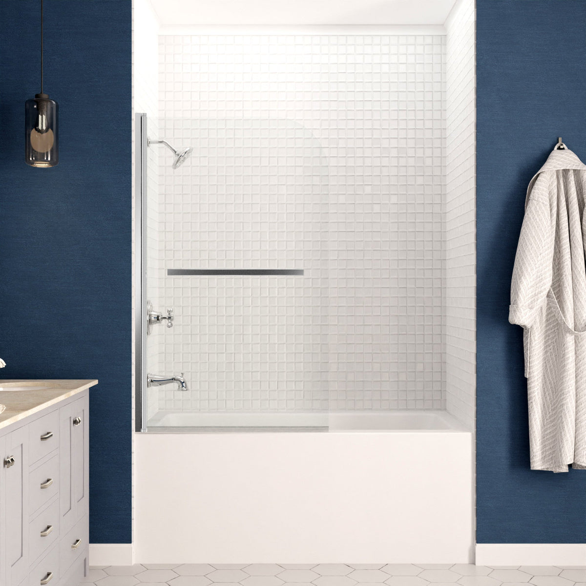 28 x 56 Tub Shower Door, Myth Frameless TSUNAMI GUARD in. with