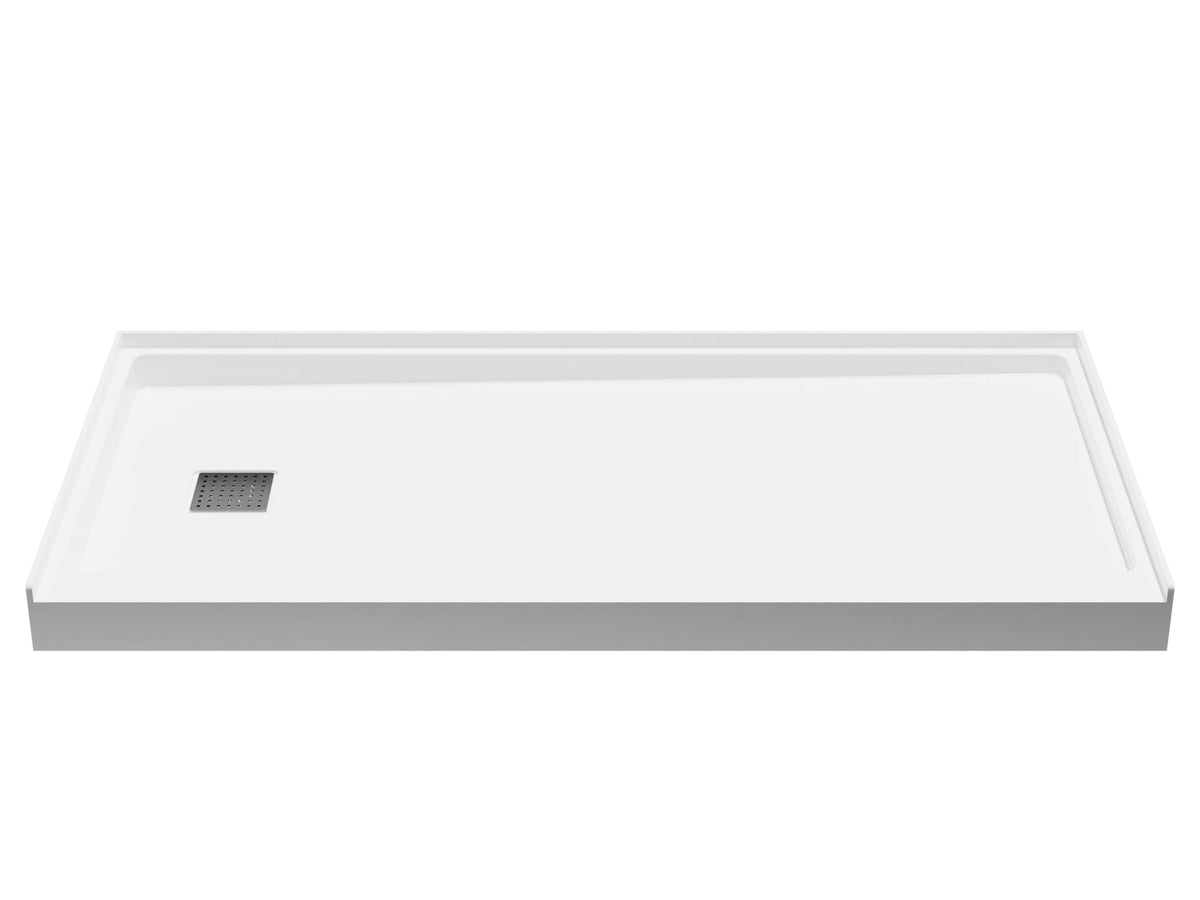ANZZI Alexander 60" x 30" Alcove Shower Pan, Compression Molded ANR Material (3X Impact Resistant), Low Threshold, Stain