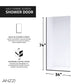 34 x 74 Frameless Shower Door, Screen Fixed Semi Tsunami Clear Glass