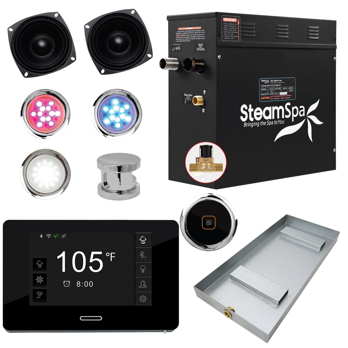 Steam Shower Generator, Full Package, Black