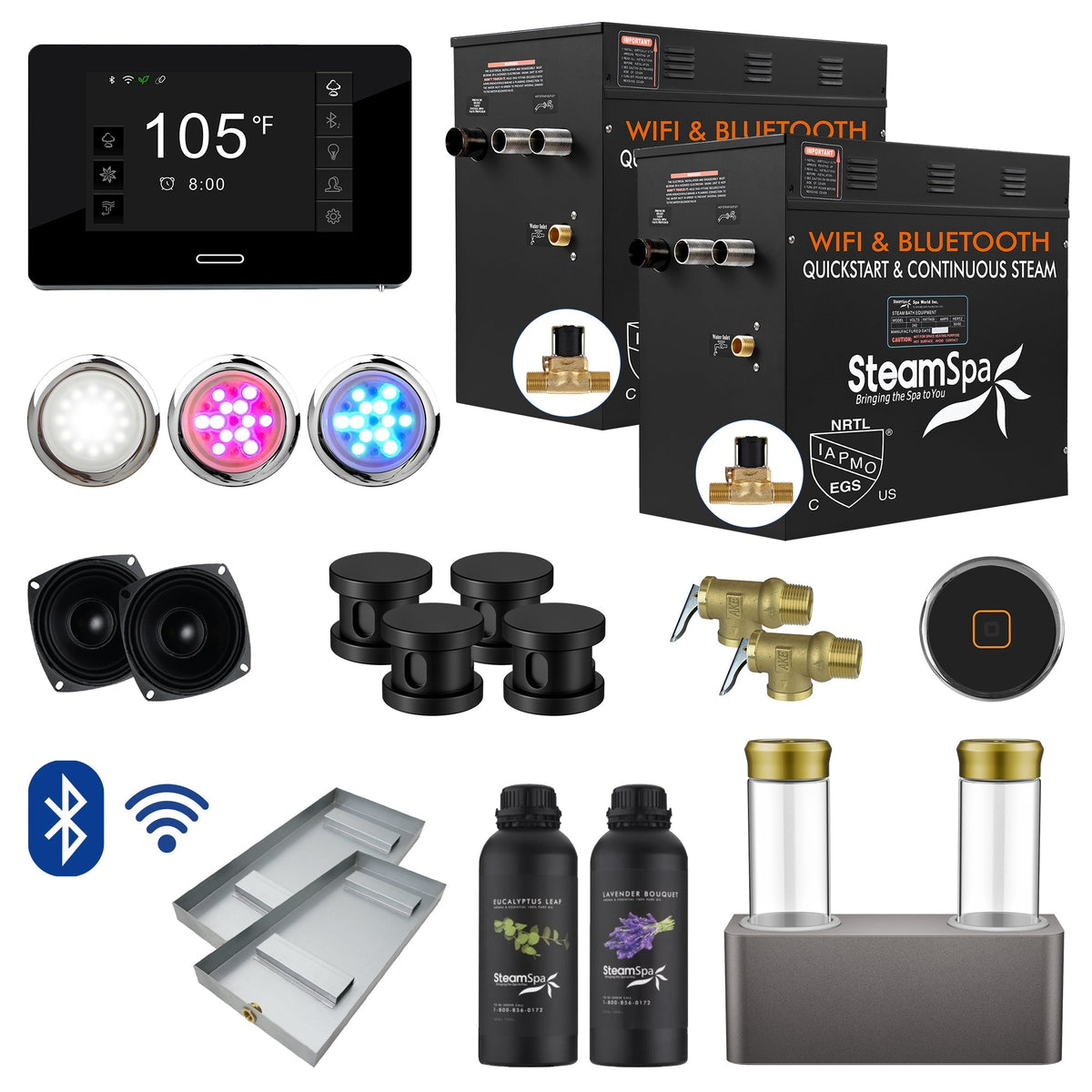 Steam Shower Generator, Full Package, Black Deluxe Series