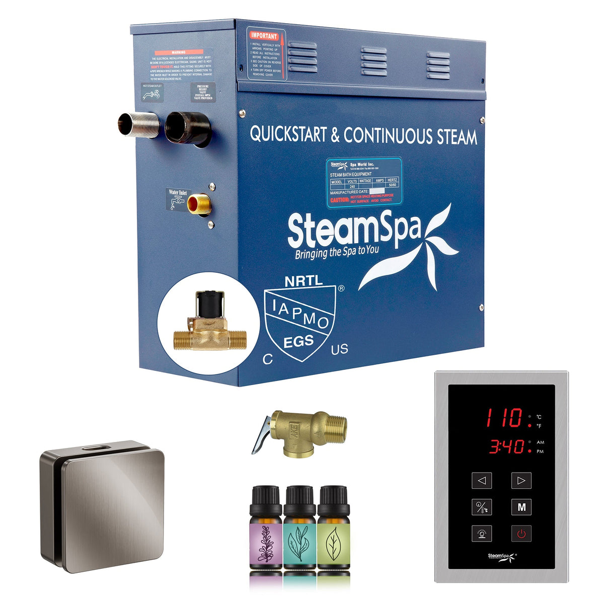 Steam Shower Generator, Full Package, Oasis New Square with Heads