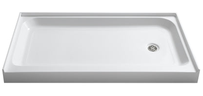 ANZZI Tier 60" x 32" Single Threshold Shower Pan, Durable Marine Grade Acrylic, cUPC Certified, 3-Wall Alcove Installati