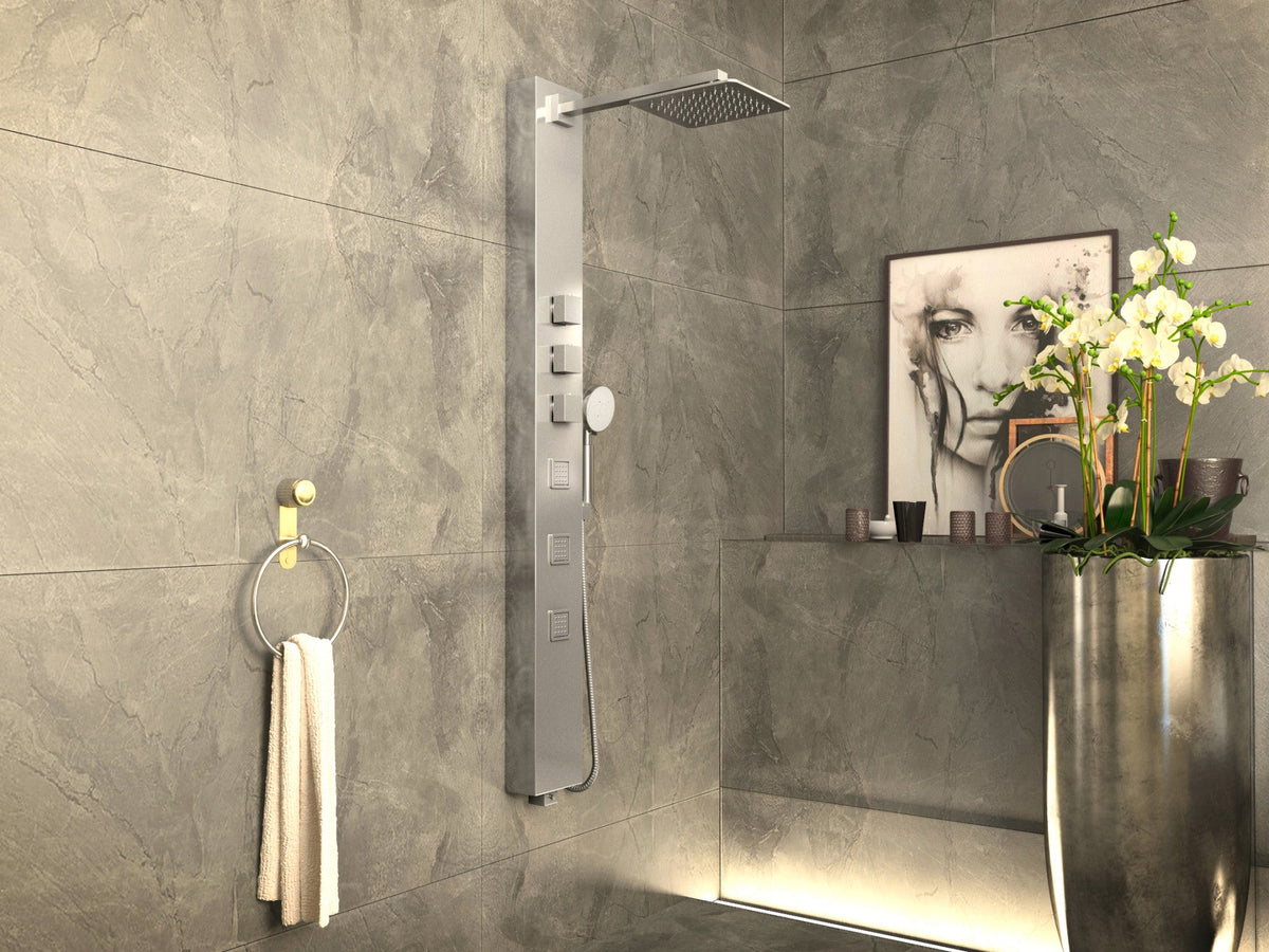 Lann 53 in. 3-Jetted Full Body Shower Panel System with Heavy Rain Showerhead and Spray Wand in Chrome (Valve Included)